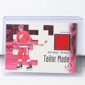 Borje Salming Fleer Tailor Made Game-Used Jersey Hockey Card Detroit Red Wings